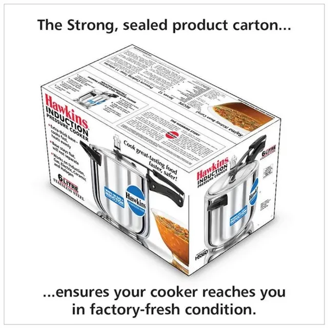 Hawkins Stainless Steel Inner Lid Pressure Cooker - Induction Base, With Handle, Silver, HSS60, 6 l-4.webp